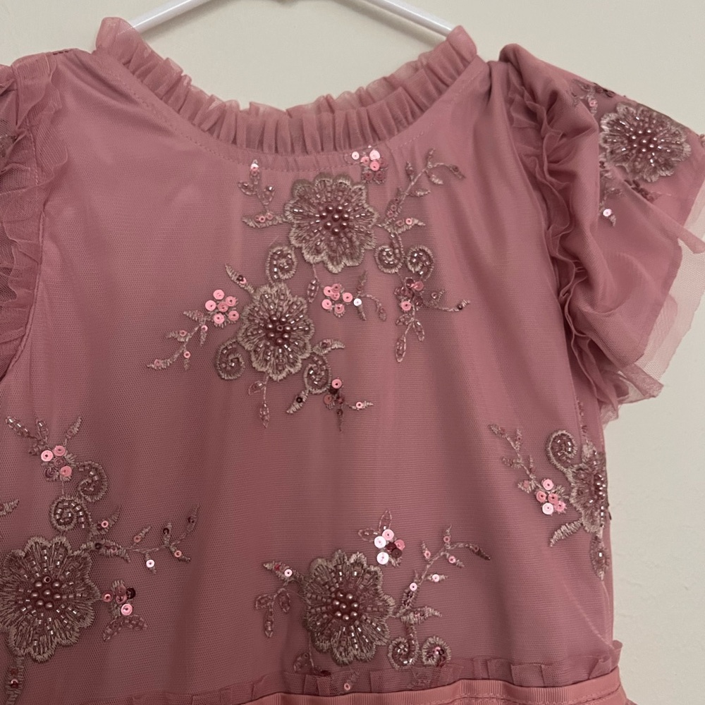 Badgley Mischka Rose Embellished Kids Dress - Picture 4 of 10